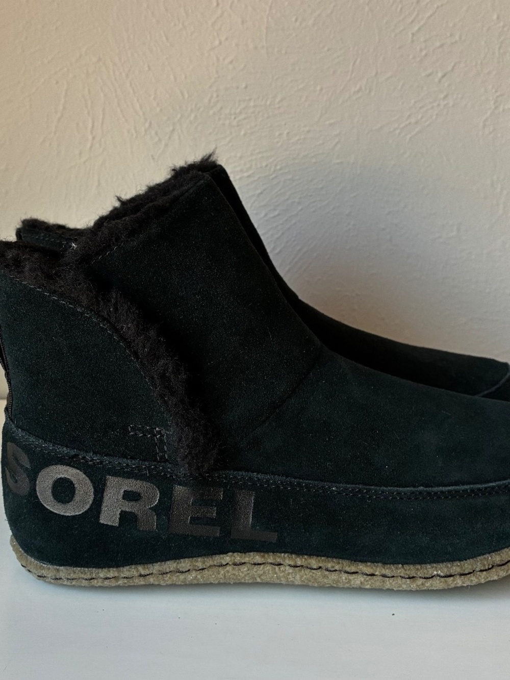 Sorel Faux Fur Booties | Women's 9 | Black Suede | Like New
